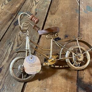 Industrial Bicycle Decor mantel shelf decor gold bike with moveable parts